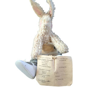 Vintage Attic Babies Winnie Wiggles Plush Fuzzy White Rabbit